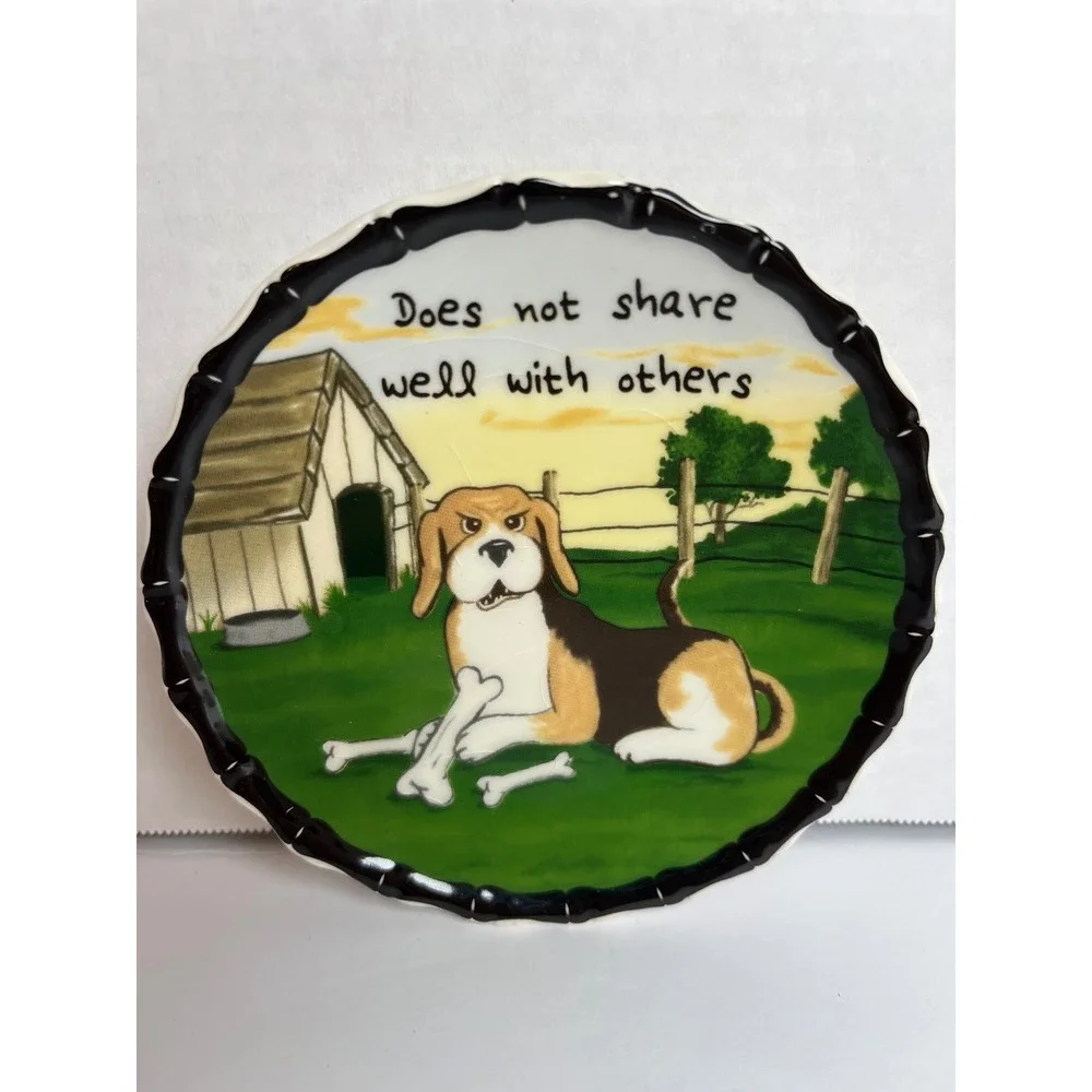 MWW Market Dog Lover Ceramic‎ Coaster Set of 4 Humorous Puppy Illustrations